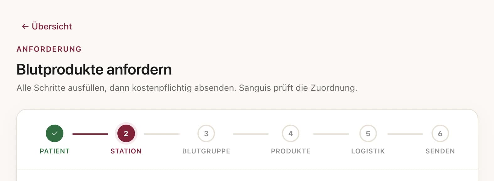 Blutprodukte anfordern in Sanguis Digi-Blood